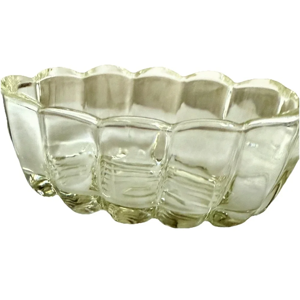 MCM‎ Princess House Vintage Spoon Holder with Slot Ribbed Thick Clear Glass